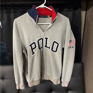 Polo Ralph Lauren Grey Fleece Quarter-Zip Sweatshirt